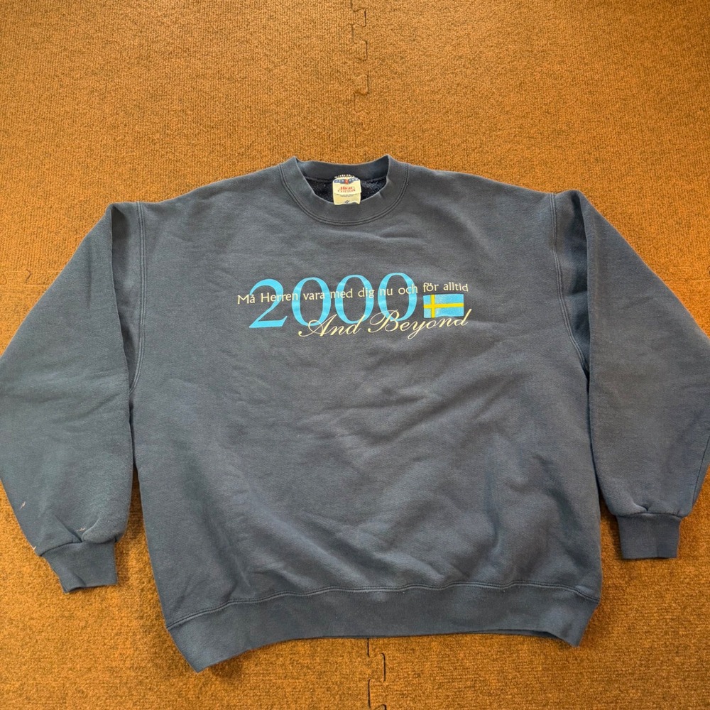 Vintage Jerzees High Cotton Sweatshirt XL Navy Blue Swedish 2000 Made in USA